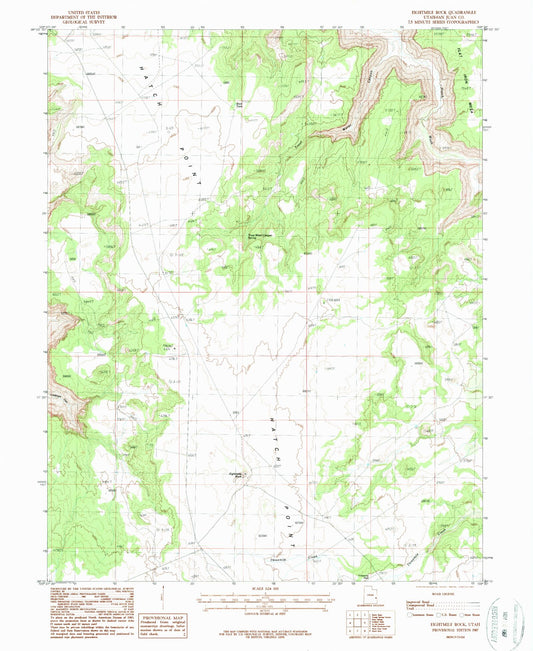 Classic USGS Eightmile Rock Utah 7.5'x7.5' Topo Map Image