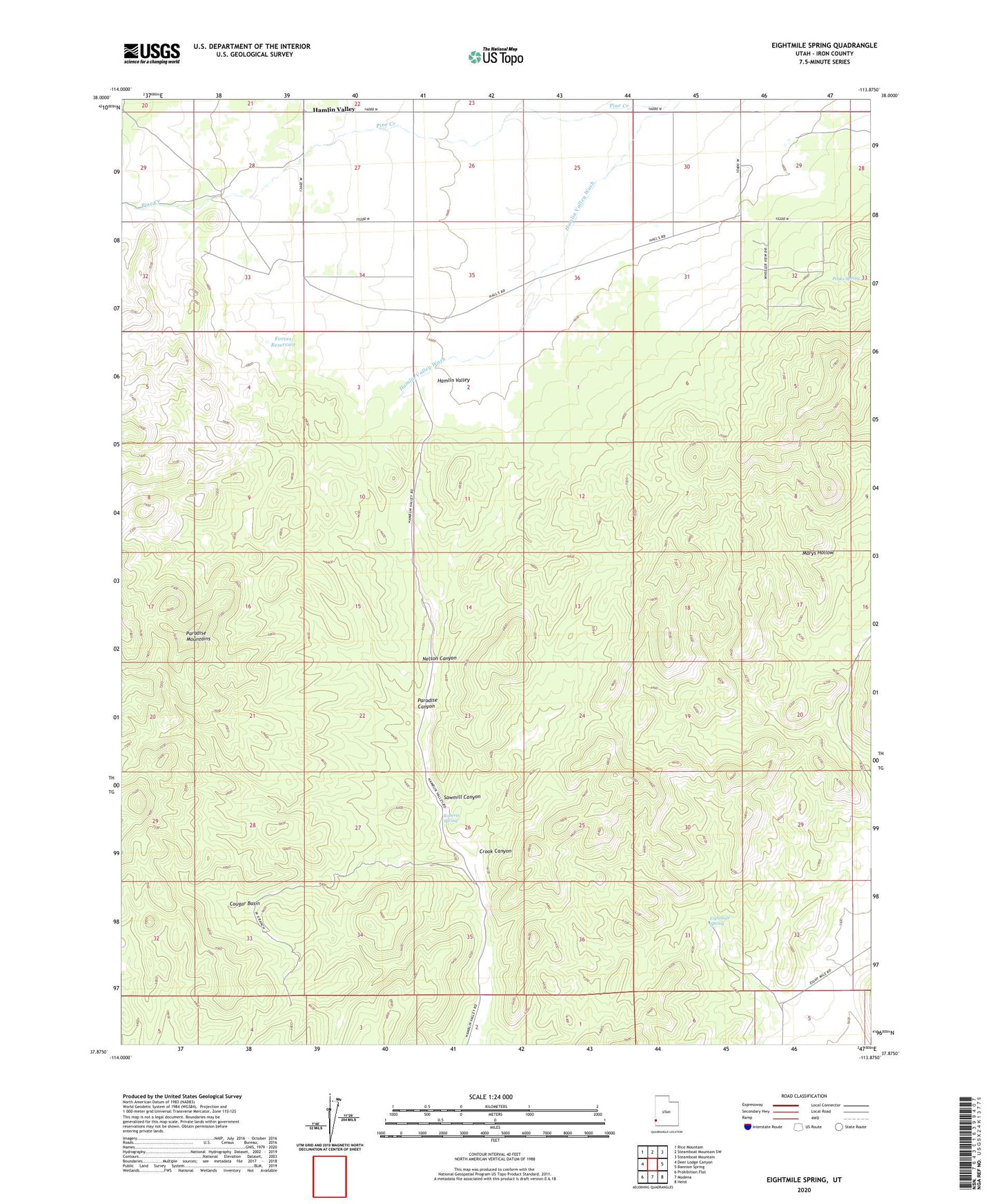 Eightmile Spring Utah US Topo Map Image