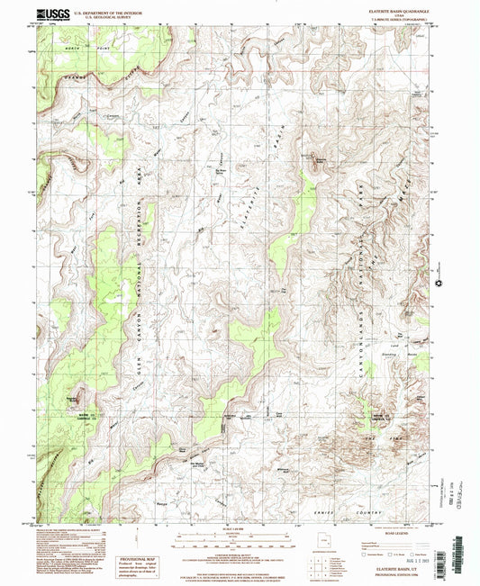 Classic USGS Elaterite Basin Utah 7.5'x7.5' Topo Map Image