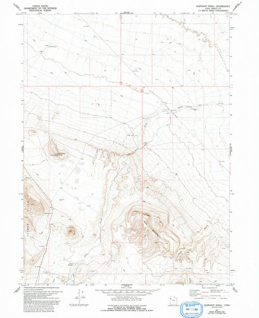 Classic USGS Elephant Knoll Utah 7.5'x7.5' Topo Map Image