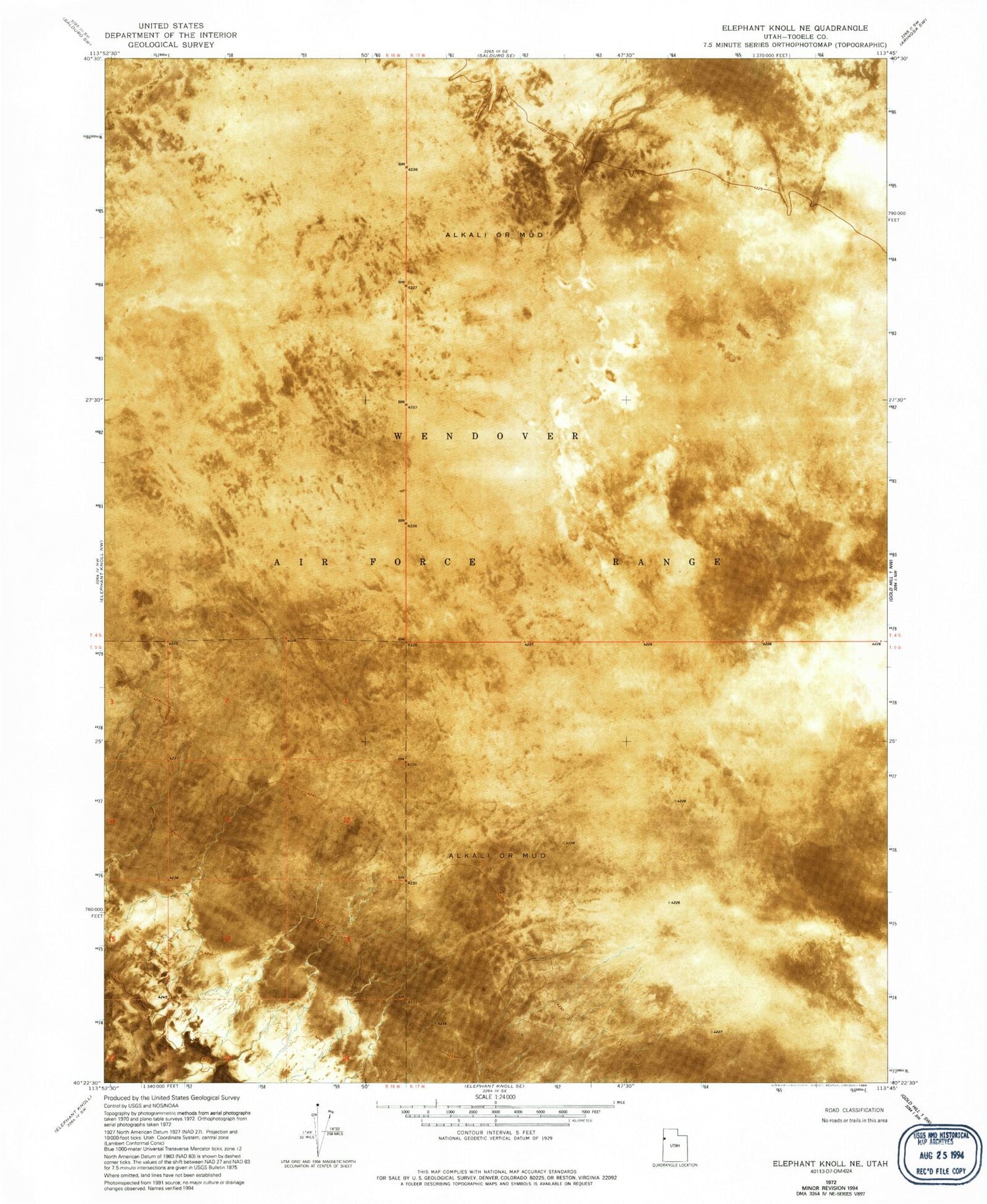 Classic USGS Elephant Knoll NE Utah 7.5'x7.5' Topo Map Image