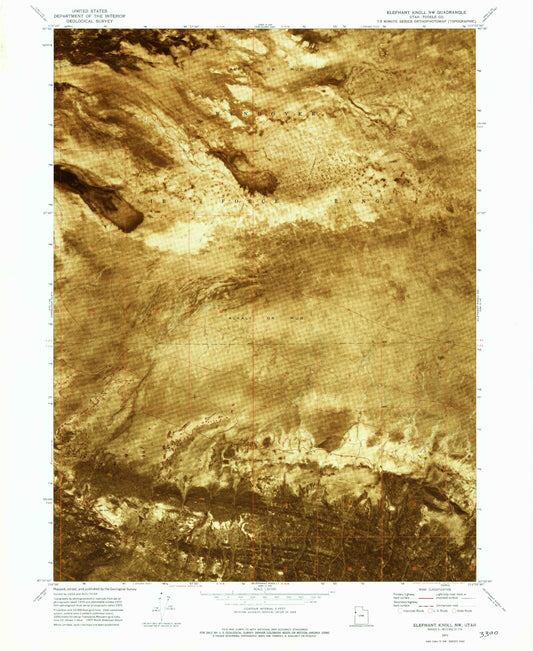 Classic USGS Elephant Knoll NW Utah 7.5'x7.5' Topo Map Image