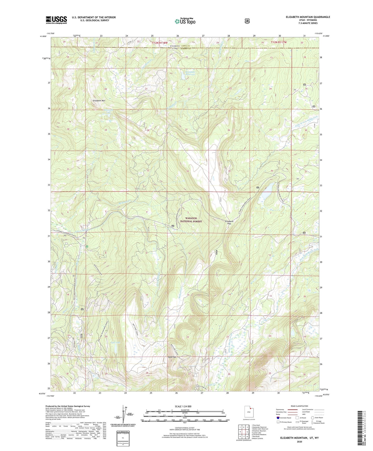 Elizabeth Mountain Utah US Topo Map Image