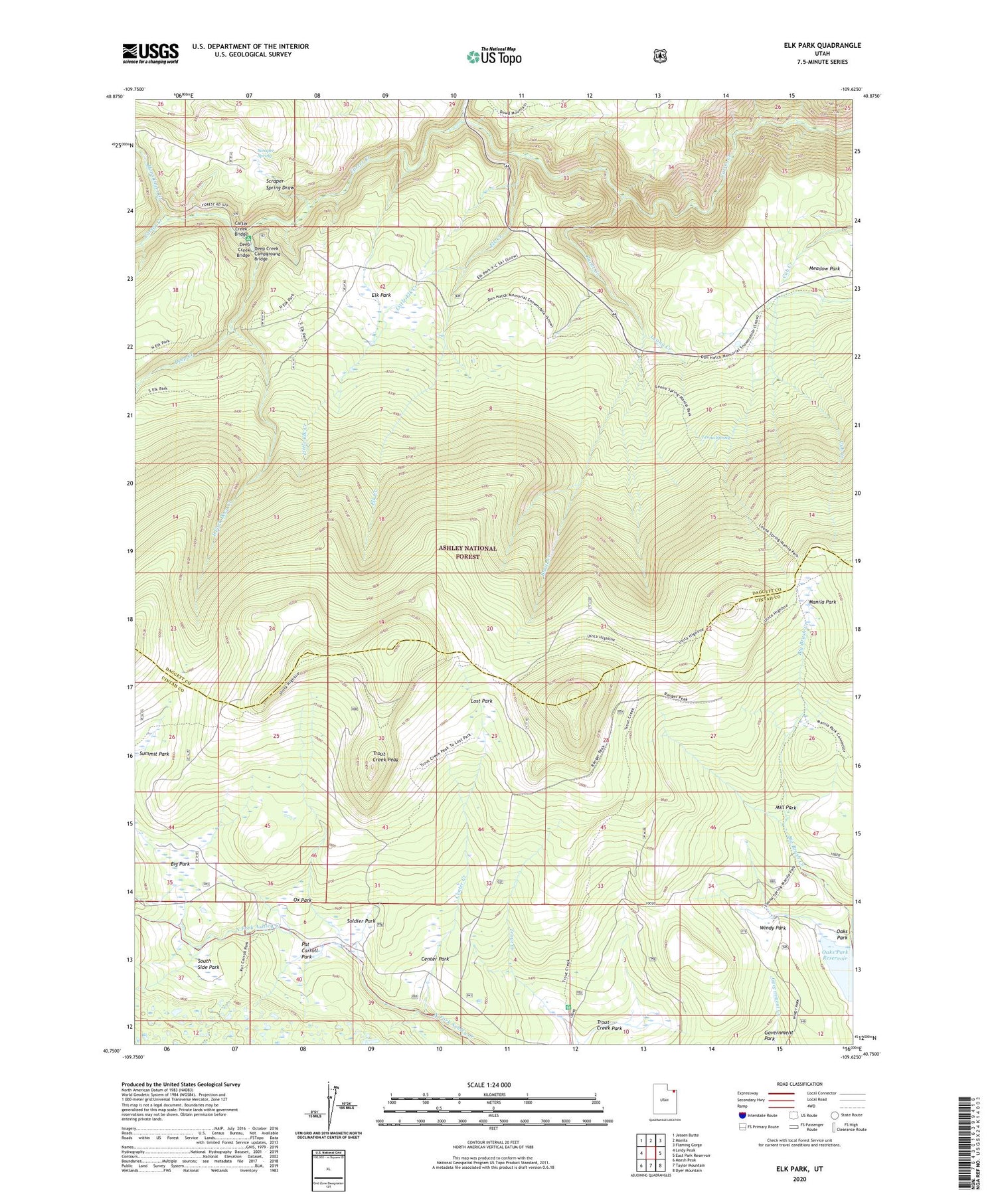 Elk Park Utah US Topo Map Image