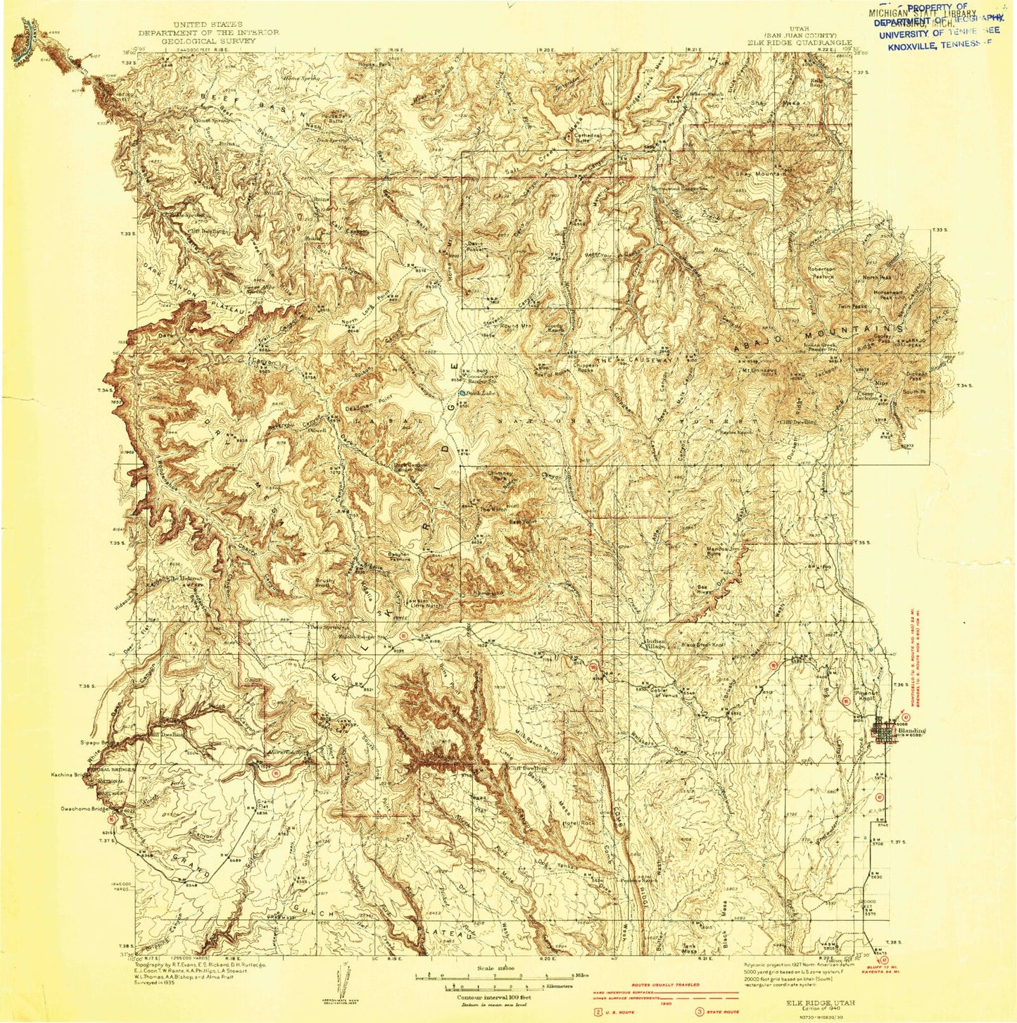 Historic 1940 Elk Ridge Utah 30'x30' Topo Map Image