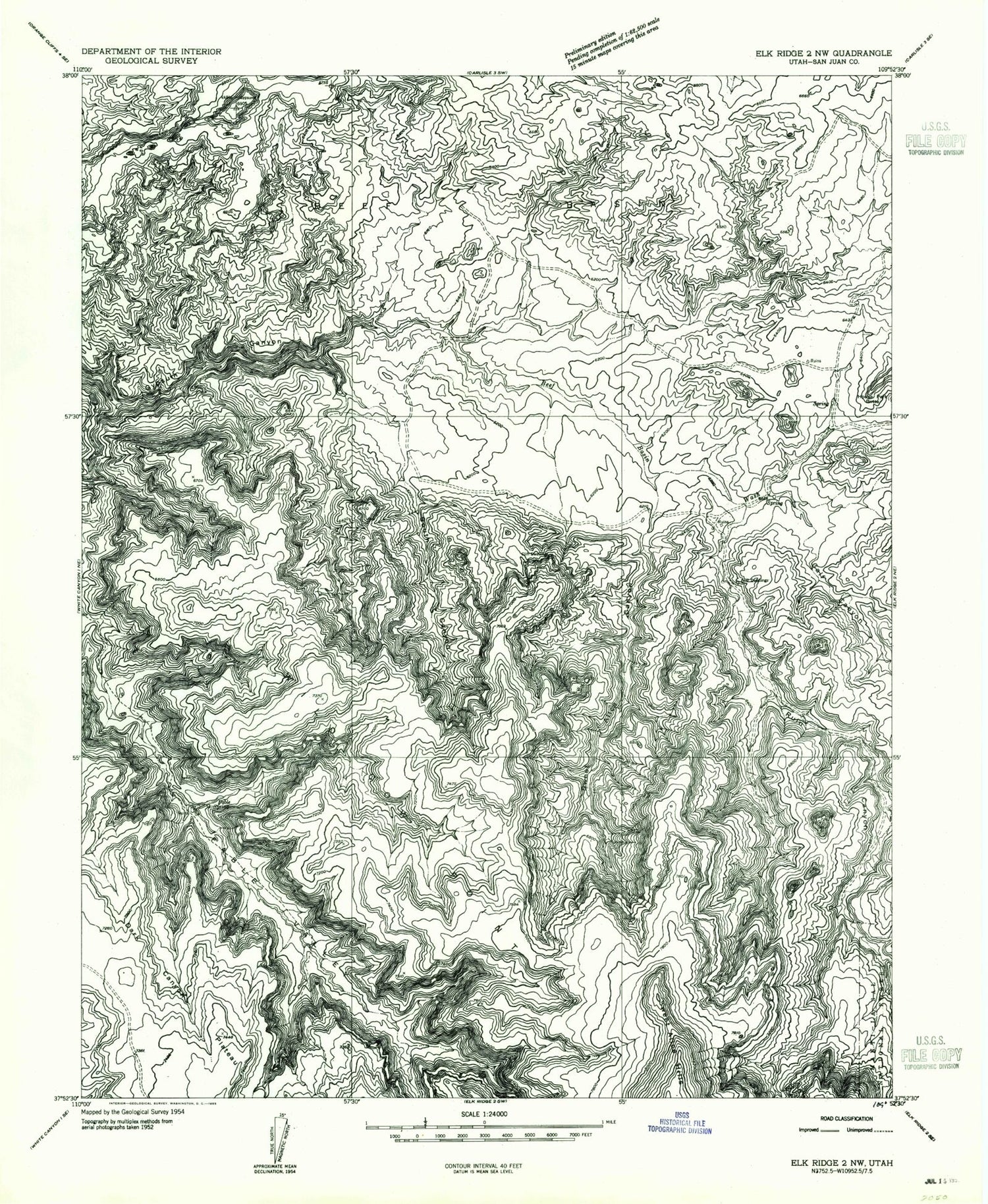 Classic USGS Fable Valley Utah 7.5'x7.5' Topo Map Image