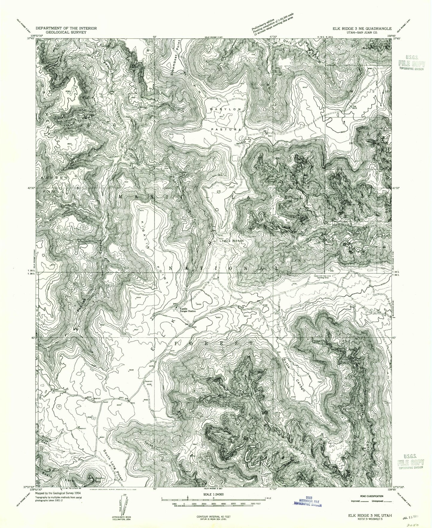 Classic USGS Kigalia Point Utah 7.5'x7.5' Topo Map Image