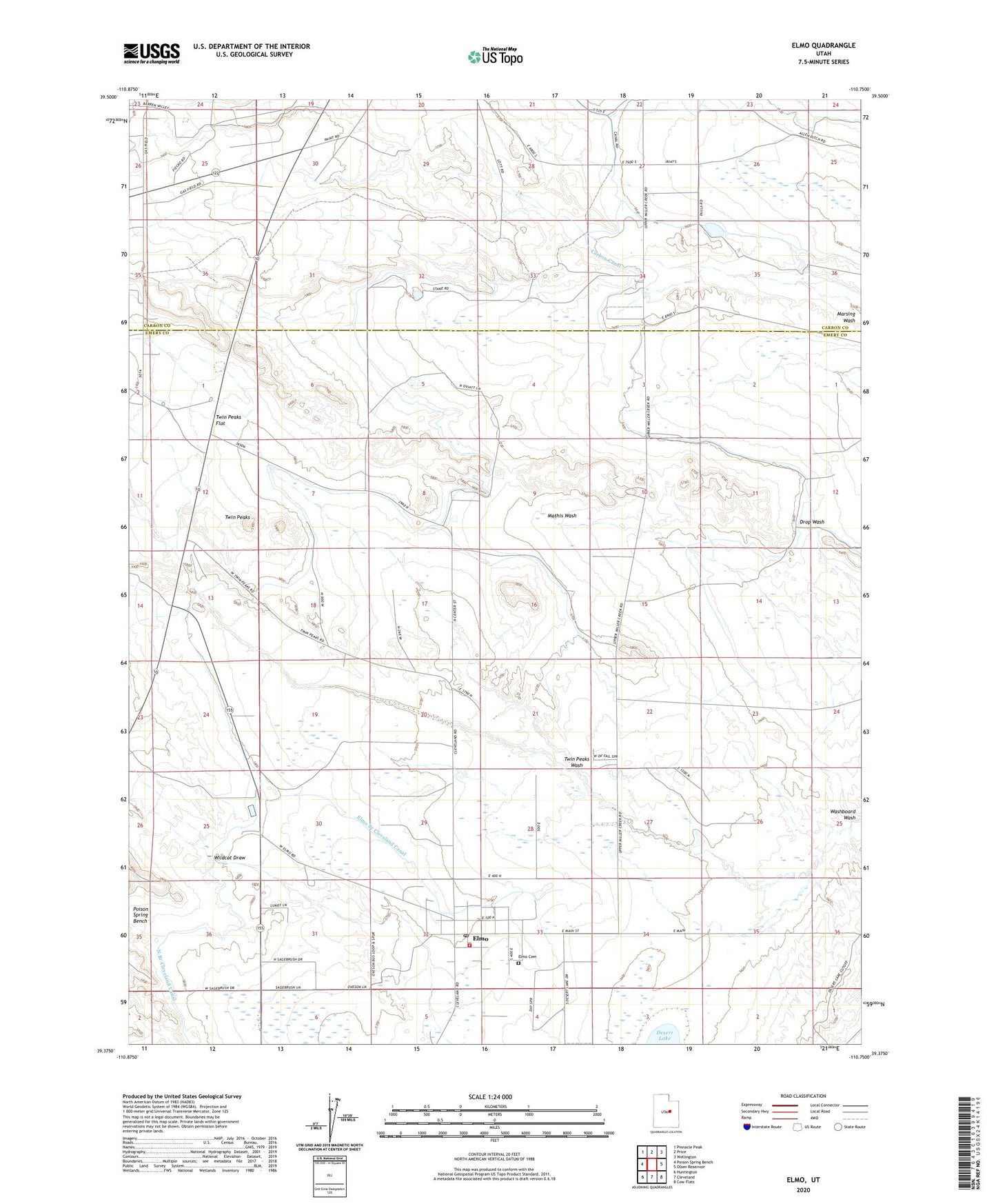 Elmo Utah US Topo Map Image