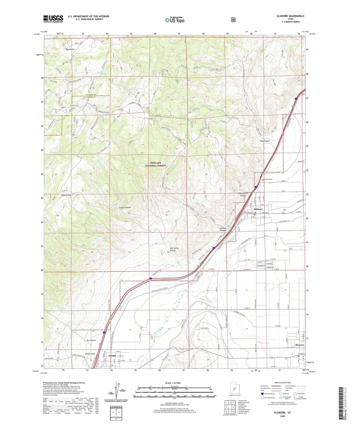 Elsinore Utah US Topo Map Image