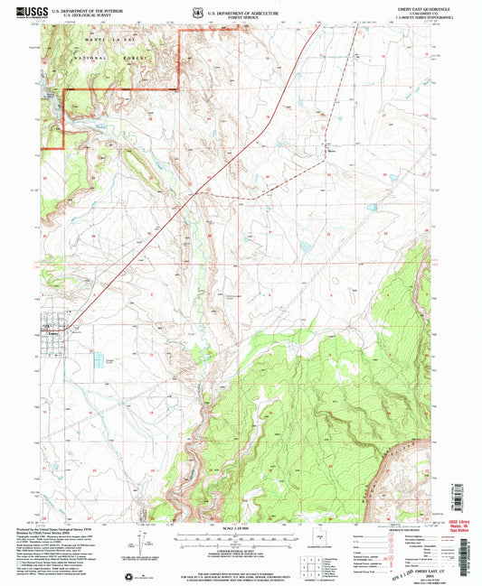 Classic USGS Emery East Utah 7.5'x7.5' Topo Map Image
