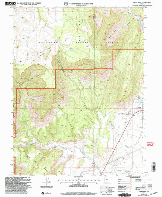 Classic USGS Emery West Utah 7.5'x7.5' Topo Map Image