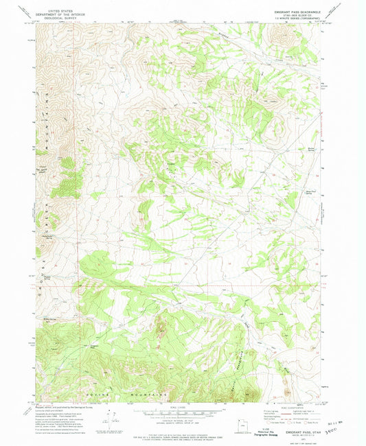 Classic USGS Emigrant Pass Utah 7.5'x7.5' Topo Map Image