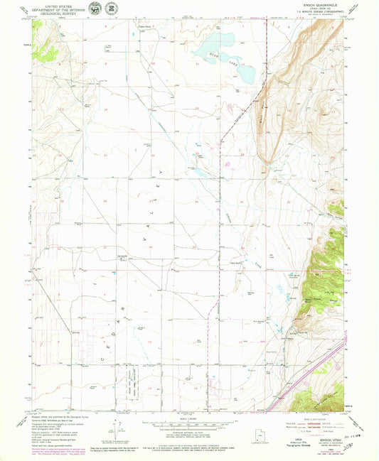 Classic USGS Enoch Utah 7.5'x7.5' Topo Map Image