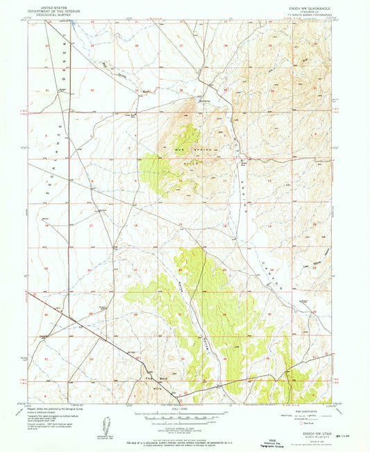 Classic USGS Enoch NW Utah 7.5'x7.5' Topo Map Image