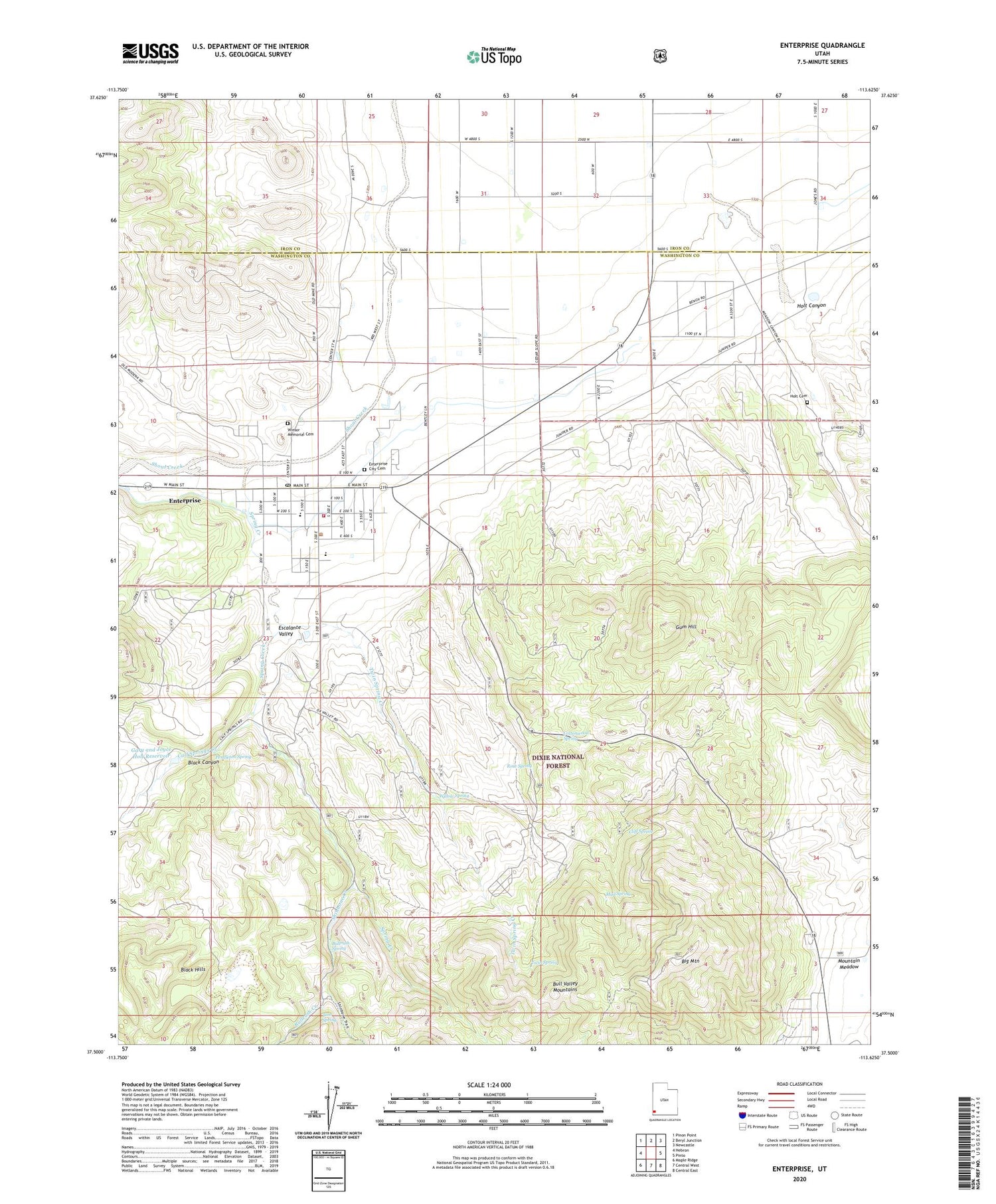 Enterprise Utah US Topo Map Image