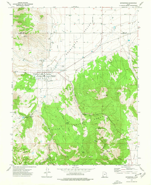 Classic USGS Enterprise Utah 7.5'x7.5' Topo Map Image
