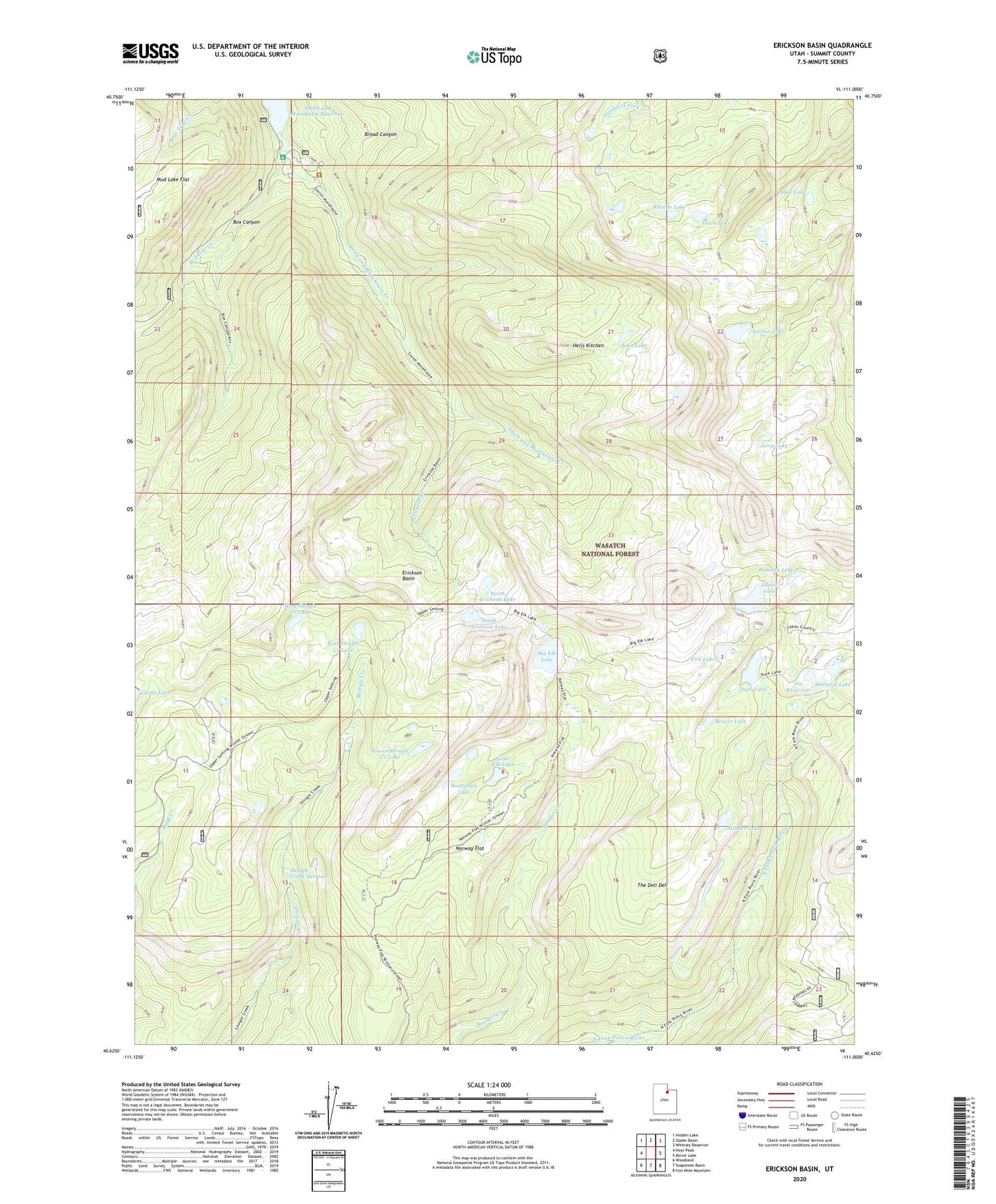 Erickson Basin Utah US Topo Map Image