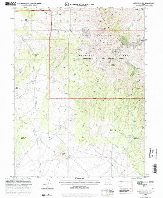 Classic USGS Erickson Knoll Utah 7.5'x7.5' Topo Map Image