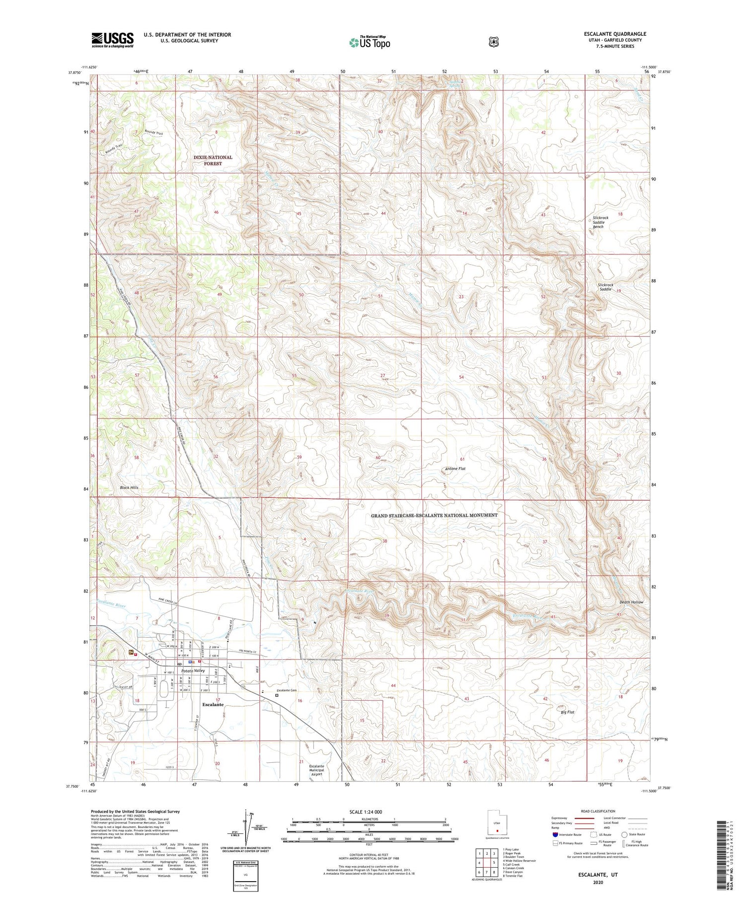 Escalante Utah US Topo Map Image