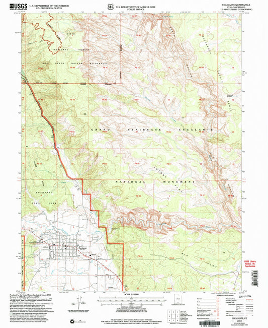 Classic USGS Escalante Utah 7.5'x7.5' Topo Map Image