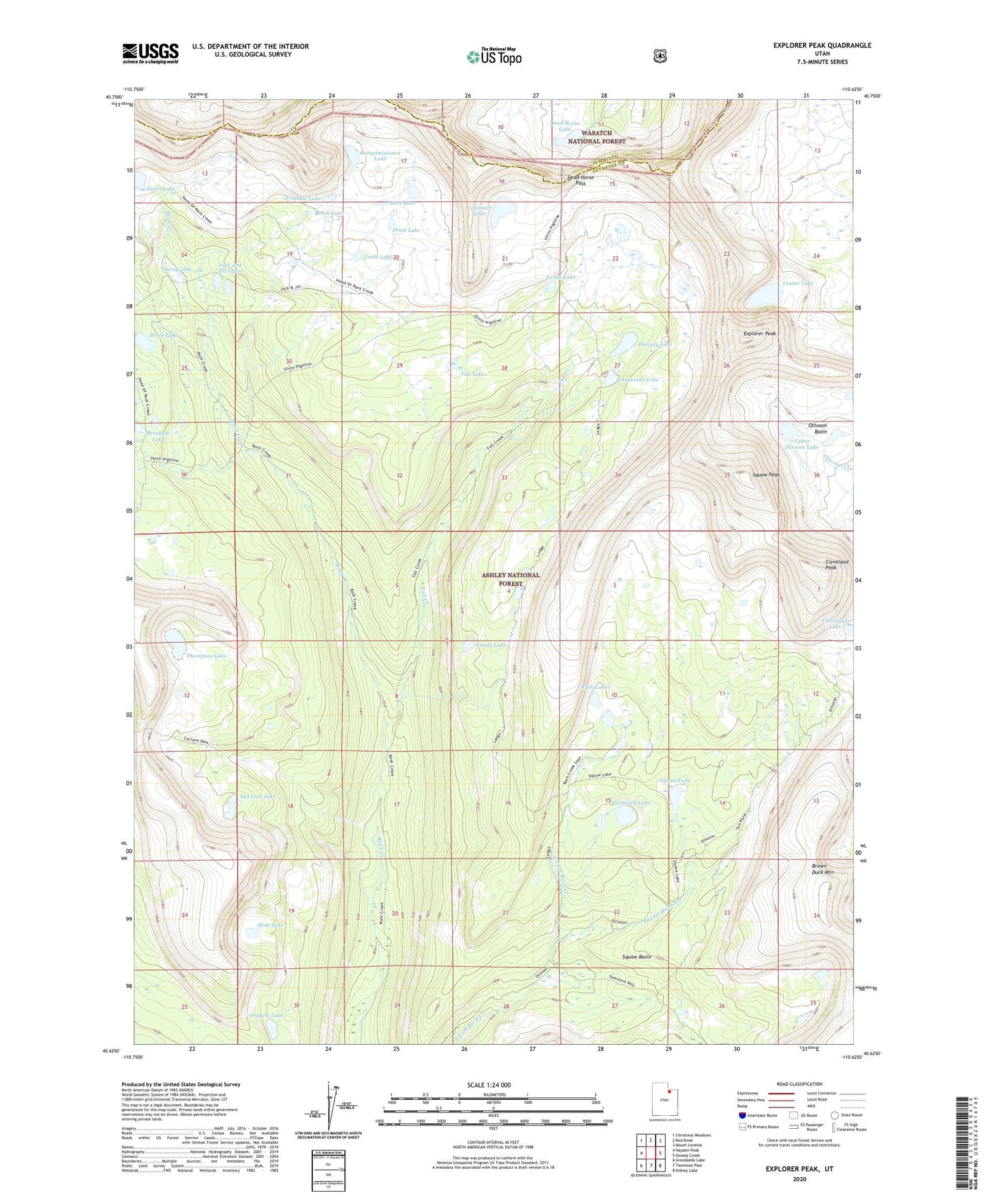 Explorer Peak Utah US Topo Map Image