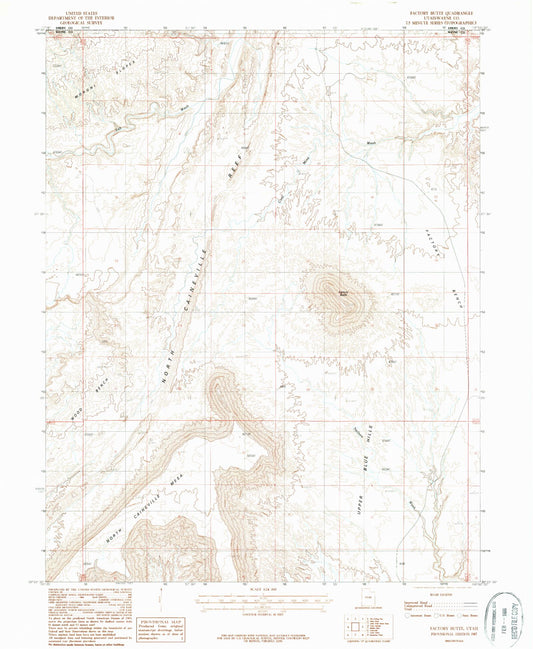 Classic USGS Factory Butte Utah 7.5'x7.5' Topo Map Image
