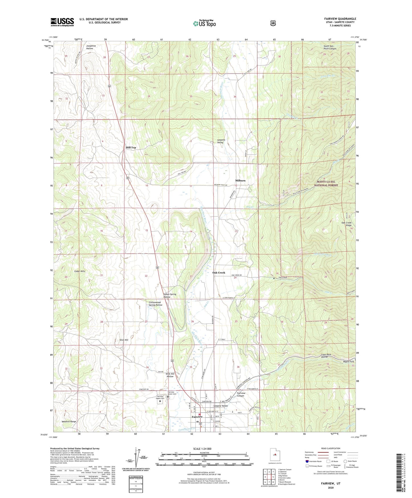 Fairview Utah US Topo Map Image