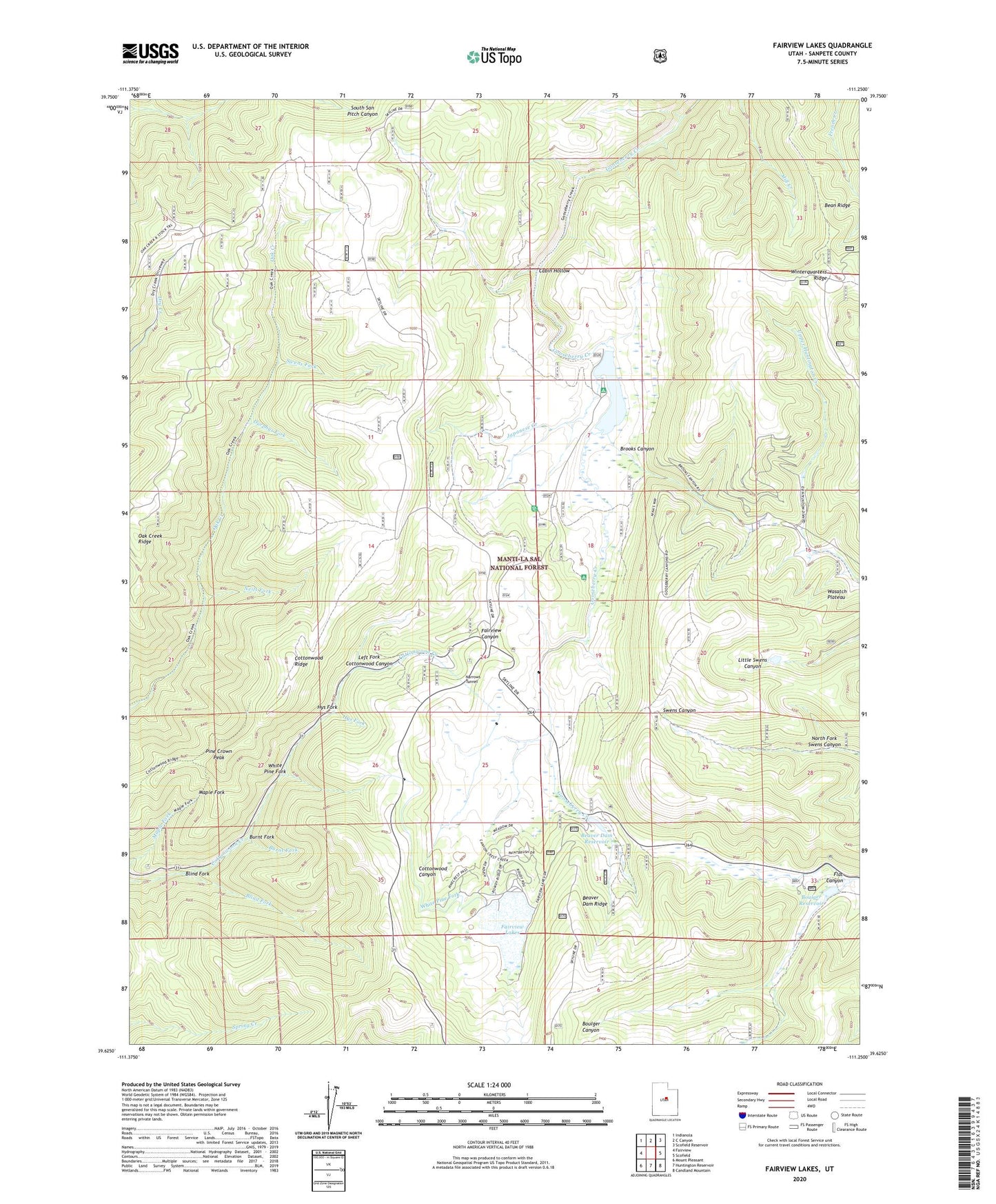 Fairview Lakes Utah US Topo Map Image