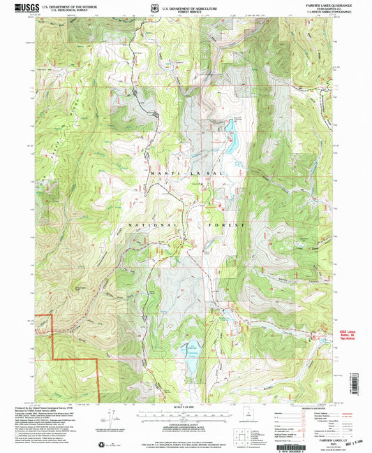 Classic USGS Fairview Lakes Utah 7.5'x7.5' Topo Map Image