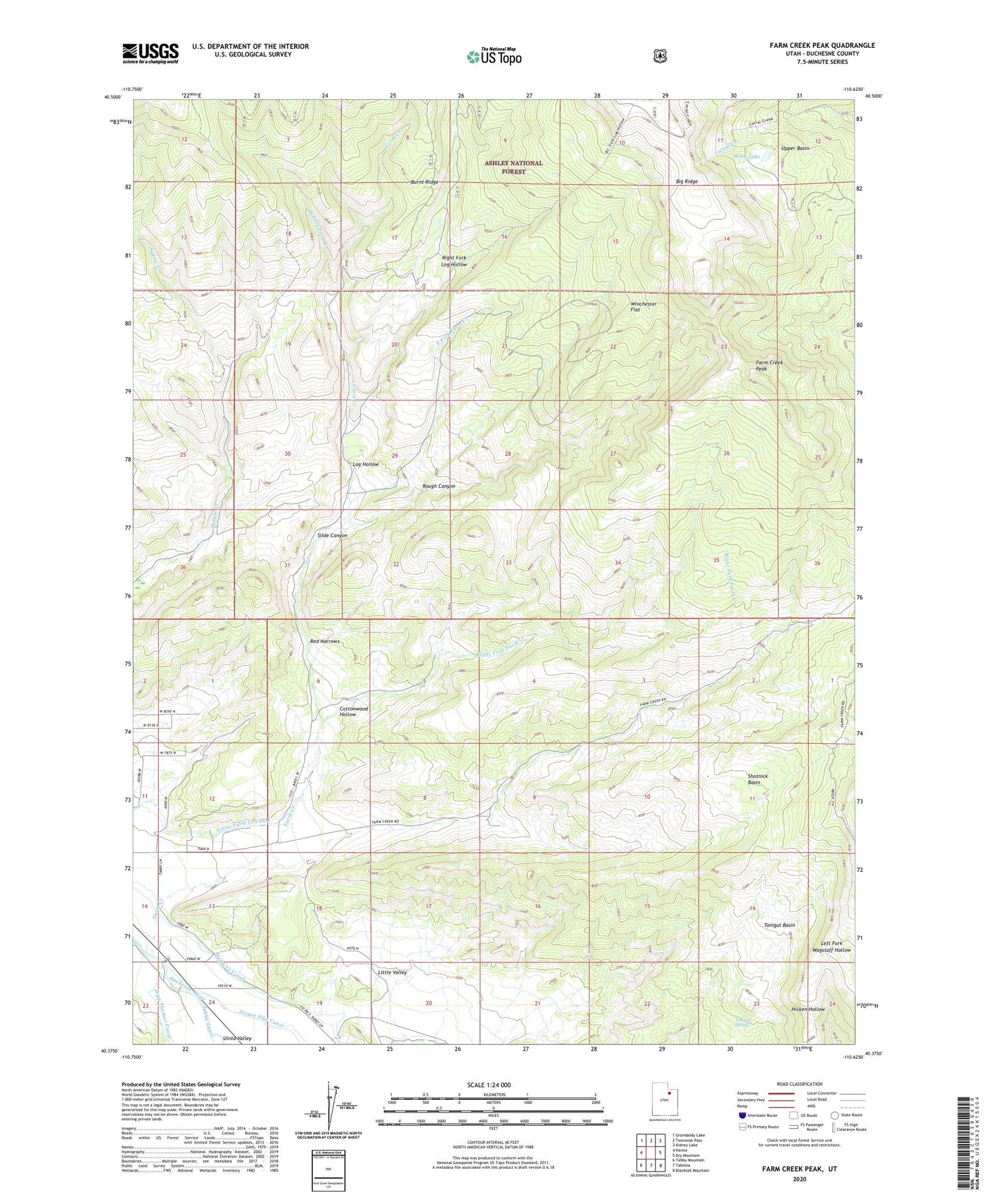 Farm Creek Peak Utah US Topo Map Image