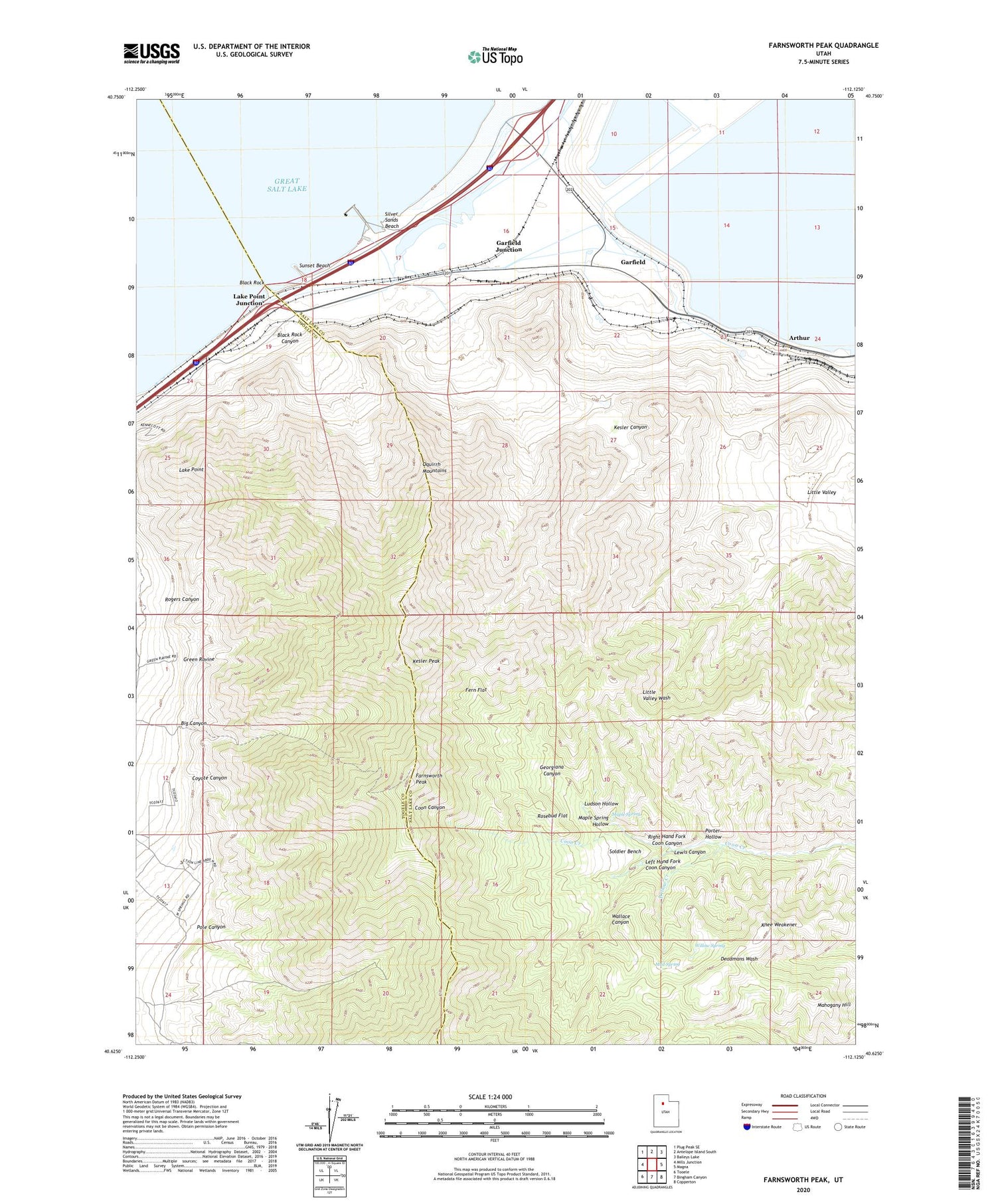 Farnsworth Peak Utah US Topo Map Image