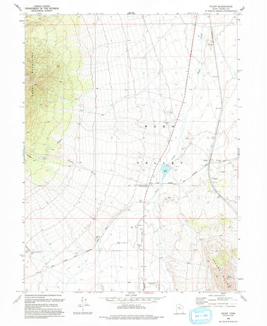 Classic USGS Faust Utah 7.5'x7.5' Topo Map Image
