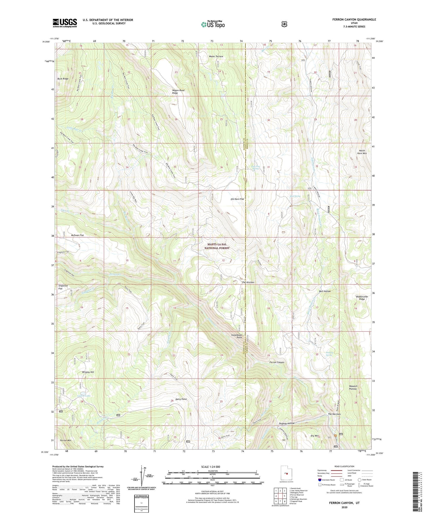 Ferron Canyon Utah US Topo Map Image