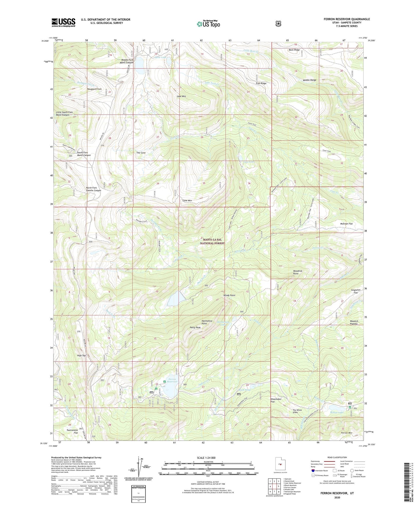 Ferron Reservoir Utah US Topo Map Image