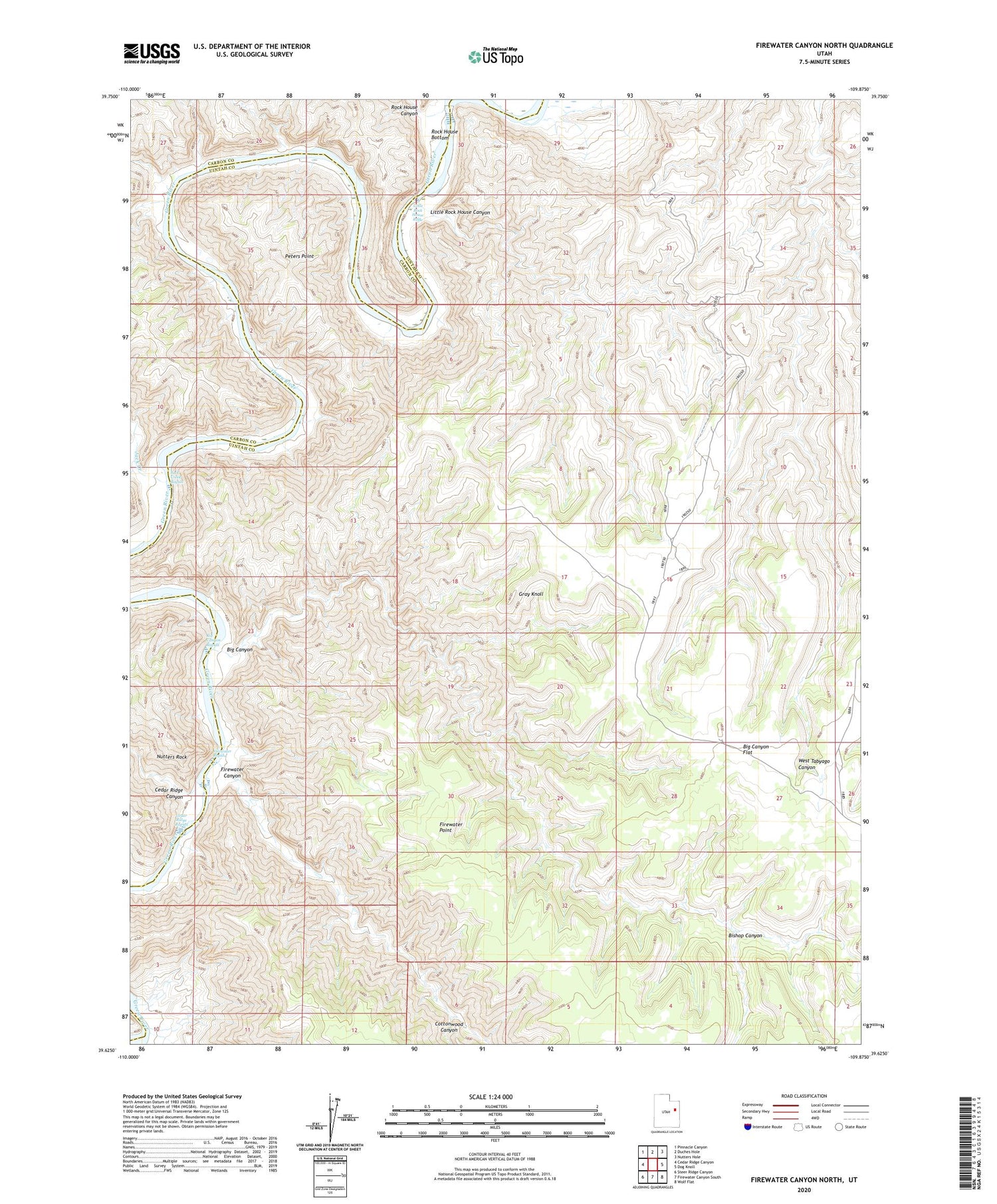 Firewater Canyon North Utah US Topo Map Image