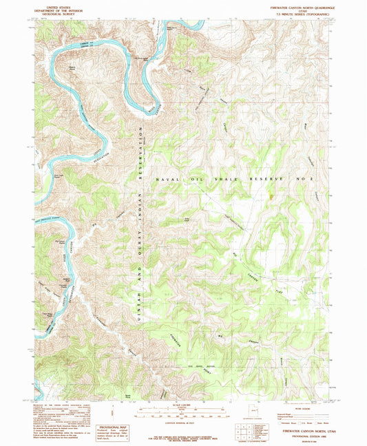 Classic USGS Firewater Canyon North Utah 7.5'x7.5' Topo Map Image