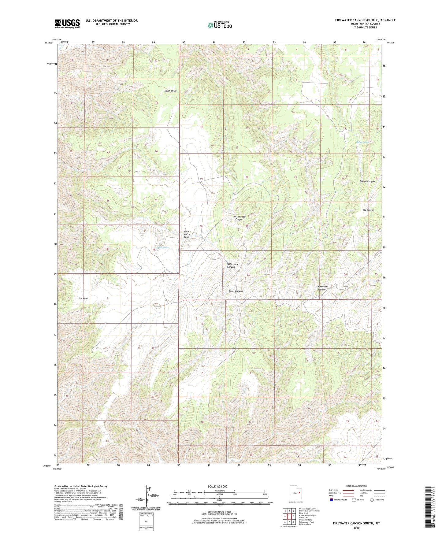 Firewater Canyon South Utah US Topo Map Image