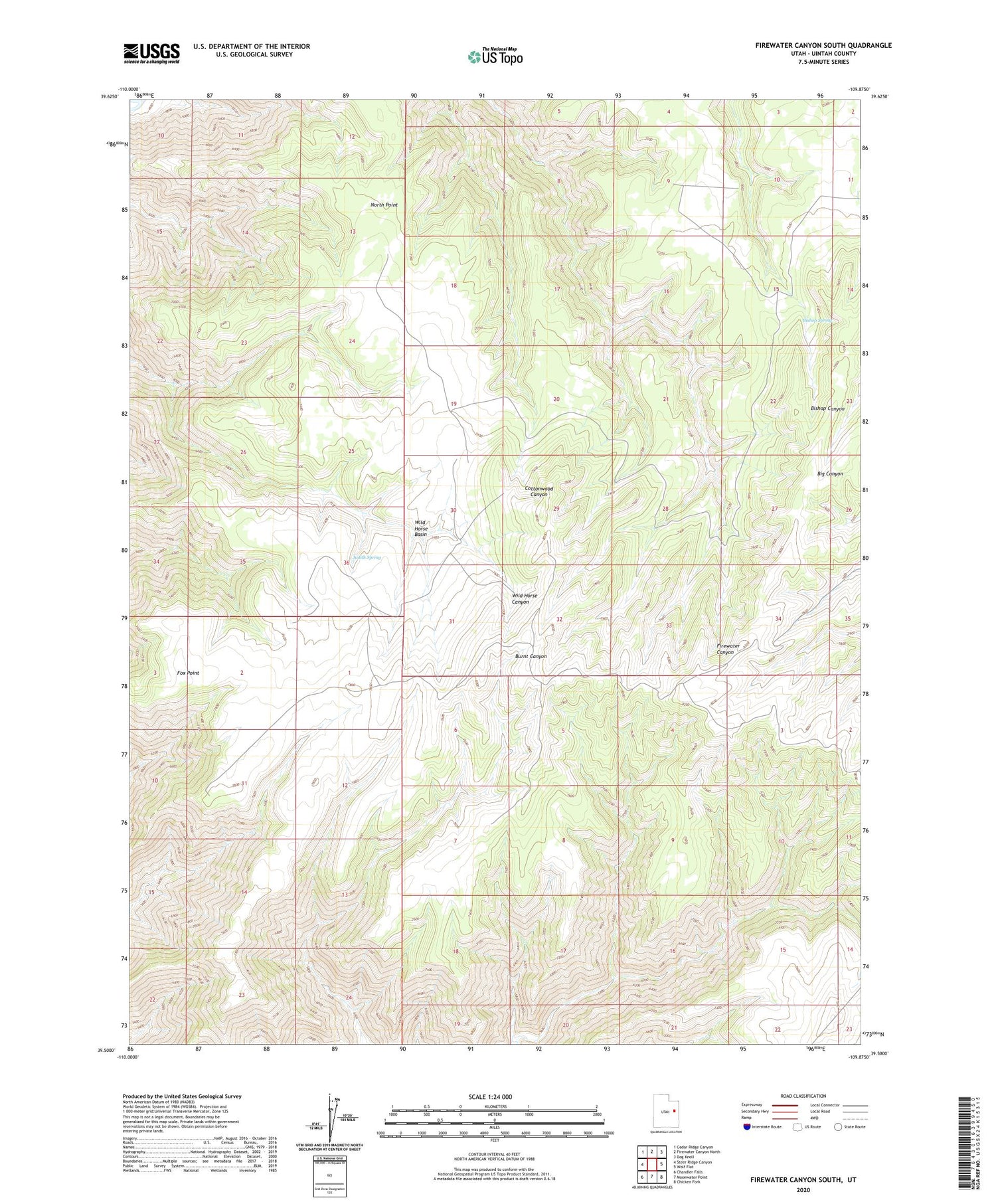 Firewater Canyon South Utah US Topo Map Image
