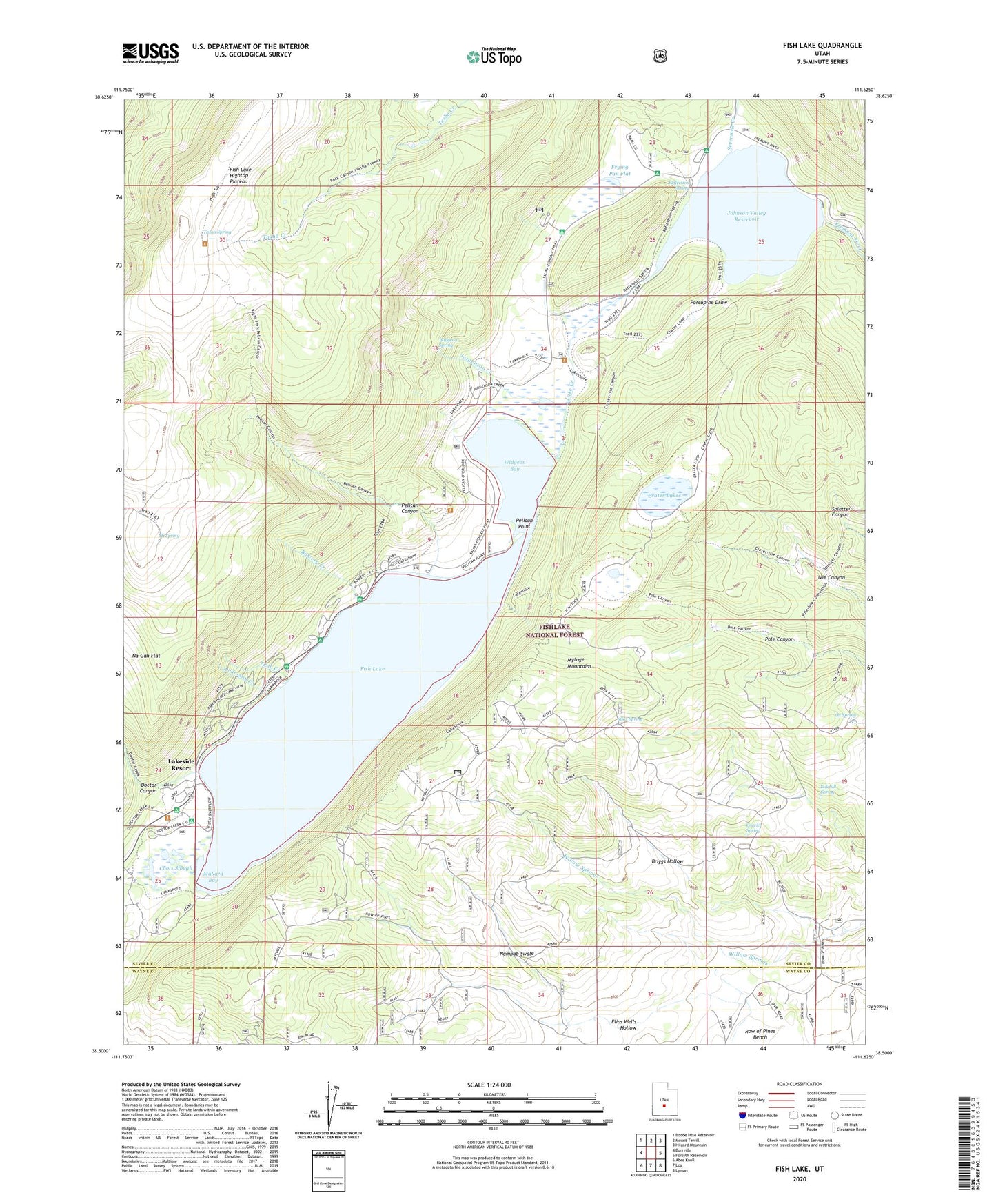 Fish Lake Utah US Topo Map Image