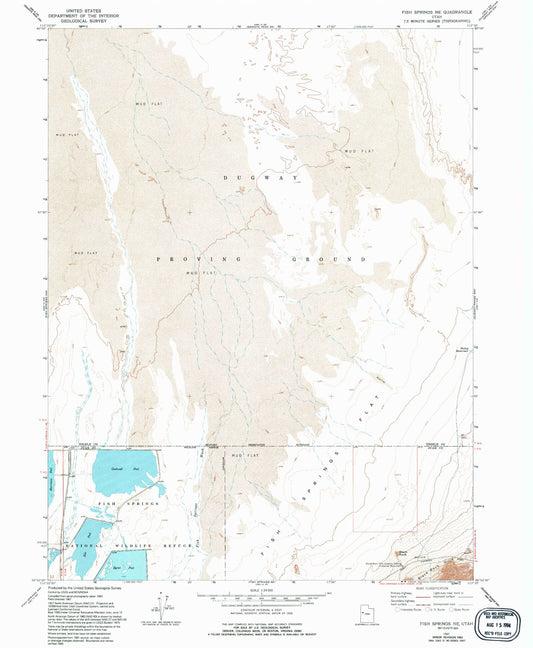 Classic USGS Fish Springs NE Utah 7.5'x7.5' Topo Map Image