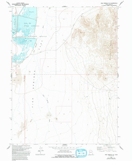 Classic USGS Fish Springs SE Utah 7.5'x7.5' Topo Map Image