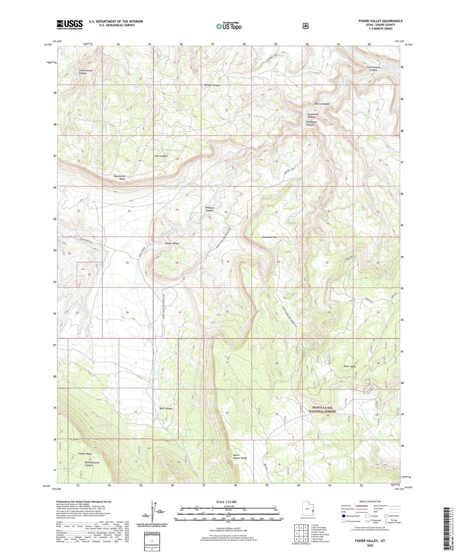 Fisher Valley Utah US Topo Map Image