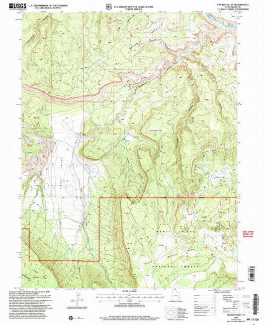 Classic USGS Fisher Valley Utah 7.5'x7.5' Topo Map Image