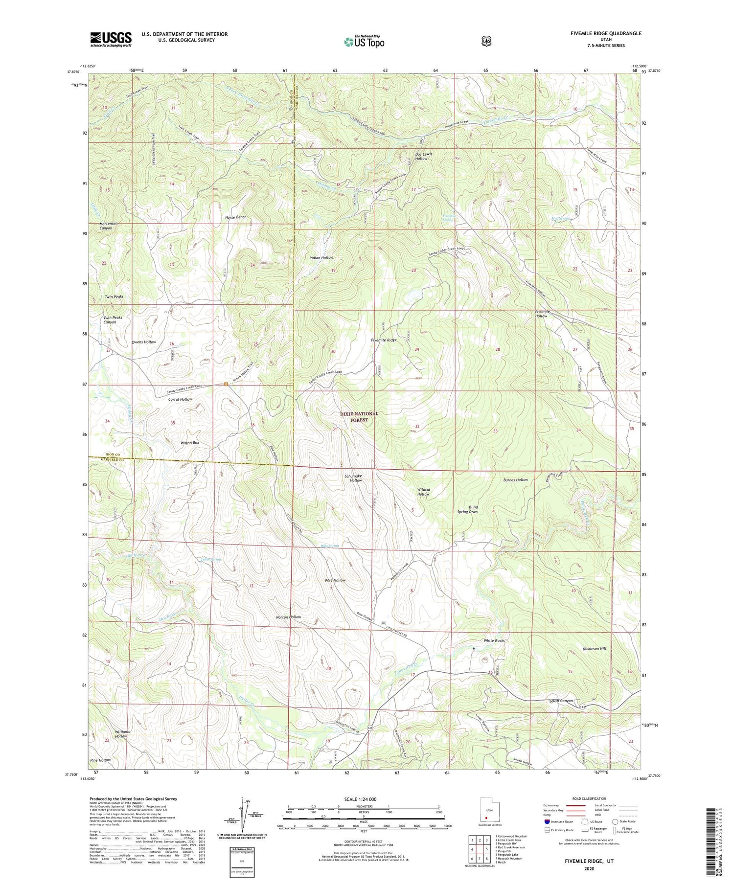 Fivemile Ridge Utah US Topo Map Image