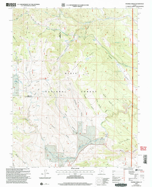 Classic USGS Fivemile Ridge Utah 7.5'x7.5' Topo Map Image