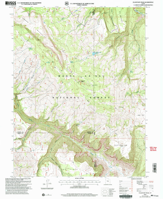 Classic USGS Flagstaff Peak Utah 7.5'x7.5' Topo Map Image