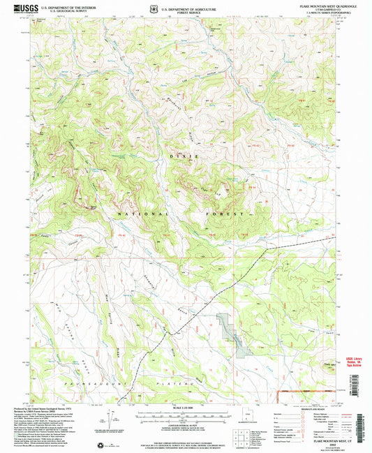 Classic USGS Flake Mountain West Utah 7.5'x7.5' Topo Map Image