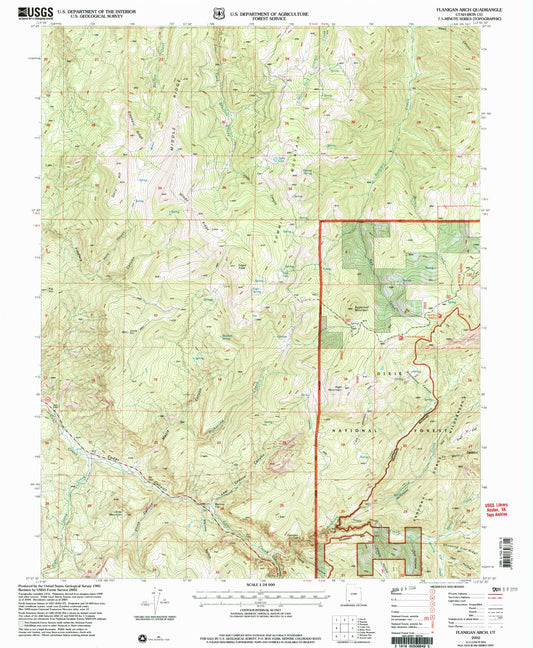 Classic USGS Flanigan Arch Utah 7.5'x7.5' Topo Map Image