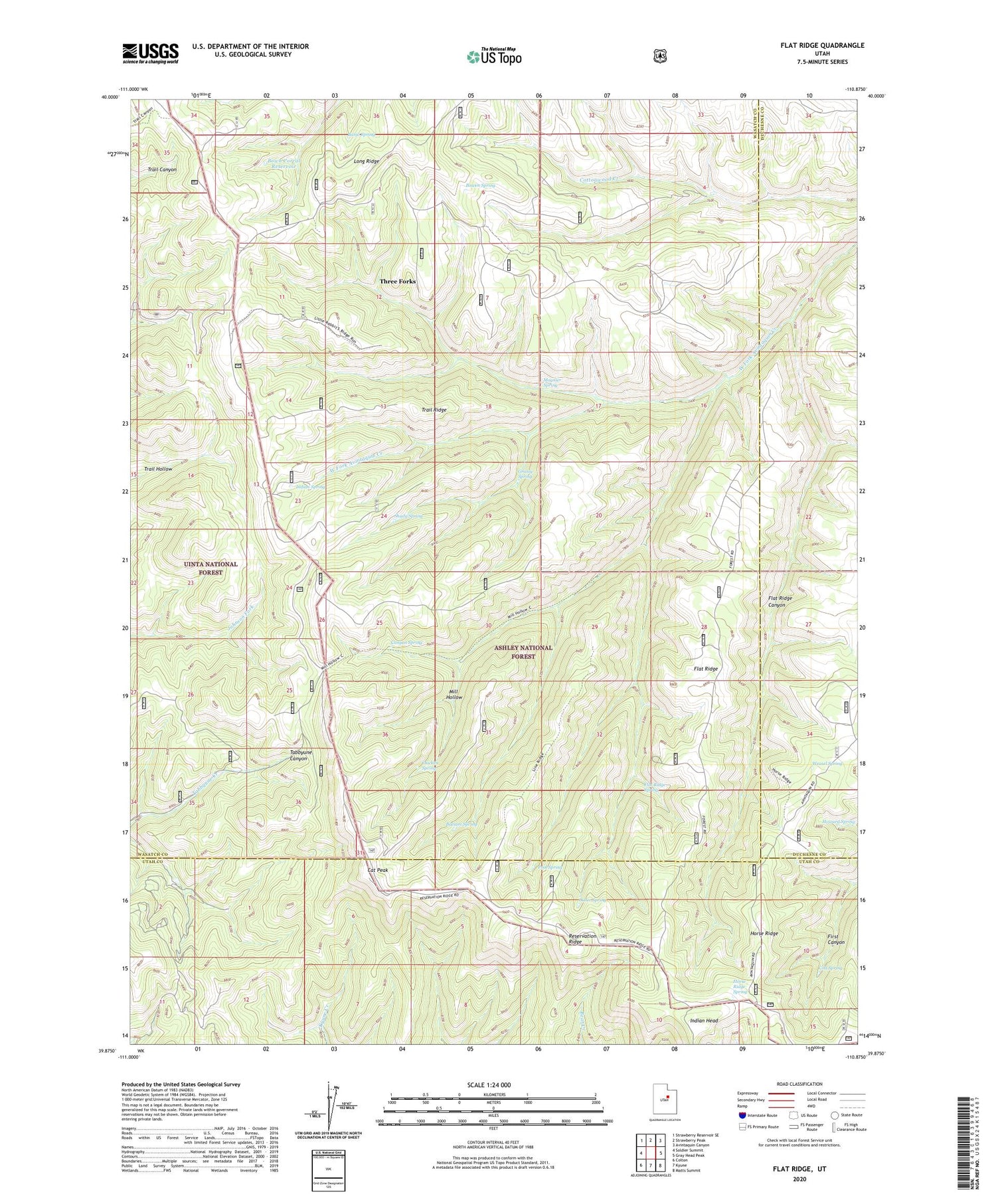 Flat Ridge Utah US Topo Map Image