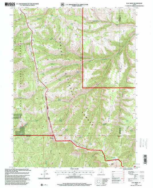 Classic USGS Flat Ridge Utah 7.5'x7.5' Topo Map Image